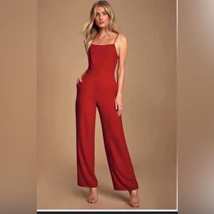 Gorgeous! Lulu’s Emilie Red Sleeveless Wide Leg Jumpsuit